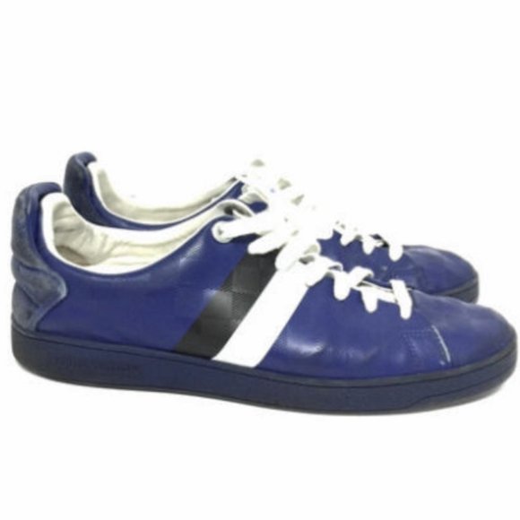 Auth LOUIS VUITTON Leather DAMIER INFINI Frontrow Sneakers Sports Athletic Shoes